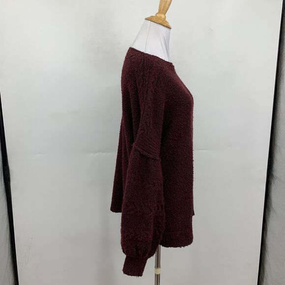 Max Studio Sweater Womens M Medium Raisin Bubble Sleeve Drop Shoulder Popcorn - Picture 4 of 10